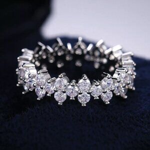 NEW 925 Sterling Silver Diamond Eternity Ring Band